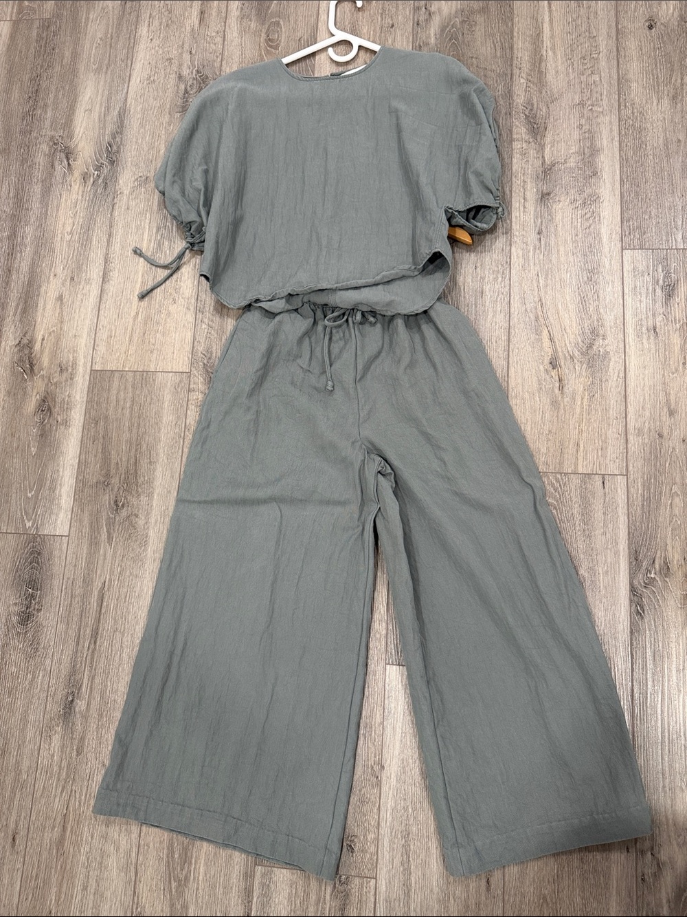 Zara zw collection puff sleeve blouse ➕flowy wide leg pajama pants zw coll